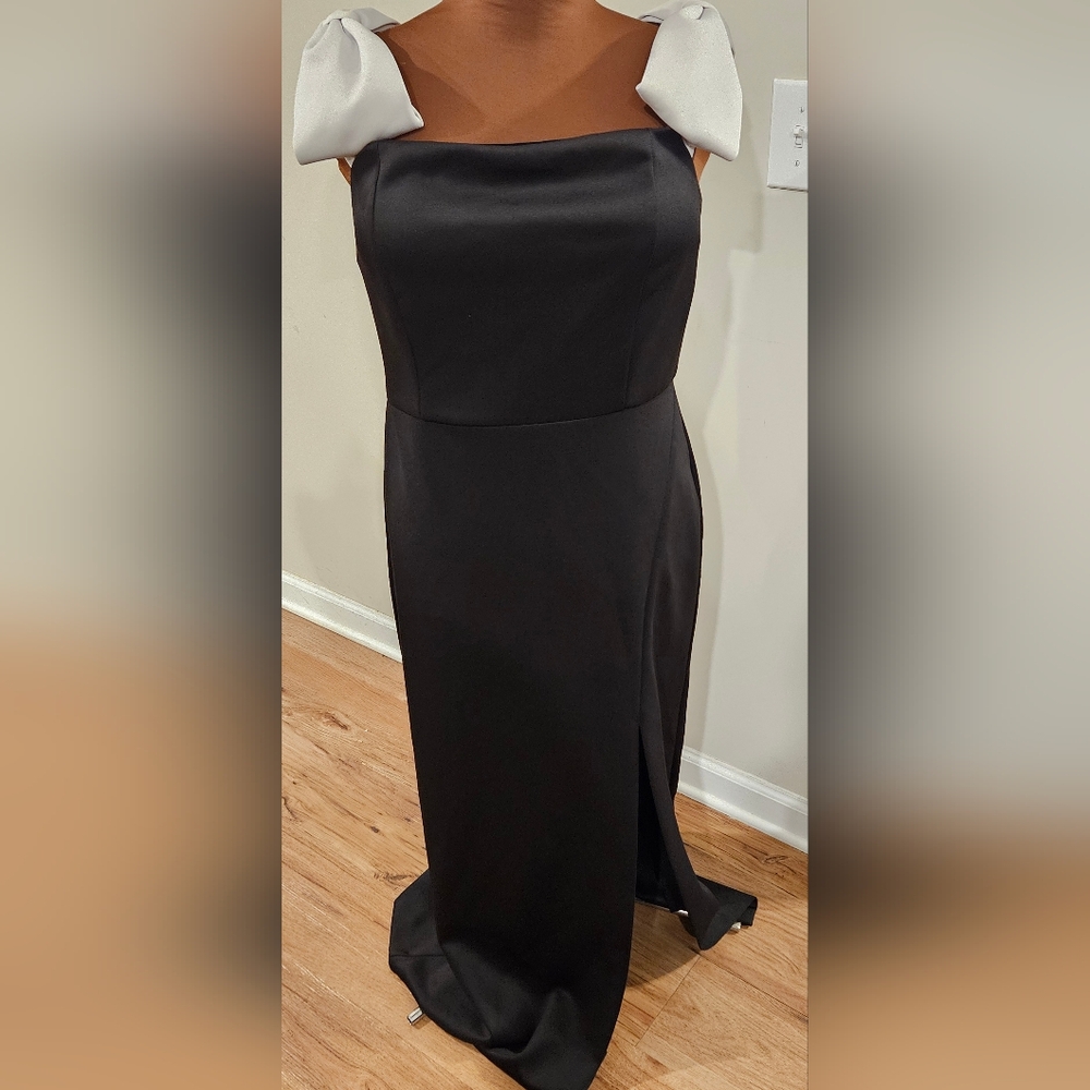 Elegant Black and White Evening Gown